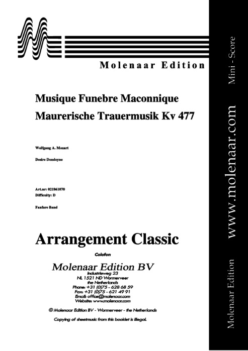 Musique Funebre Maconnique (Maurerische Trauermusik) - klik hier