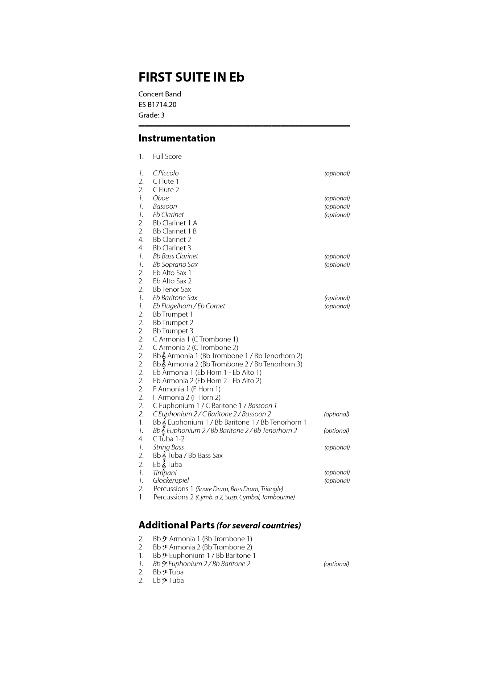 First Suite in Eb - klik hier