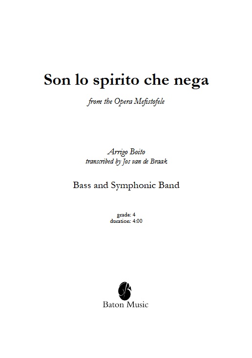 Son lo spirito che nega (from the Opera 'Mefistofele') - klik hier