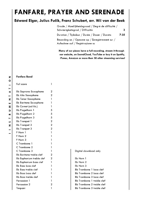 Fanfare, Prayer and Serenade - klik hier