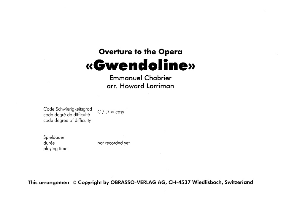 Overture to the Opera 'Gwendoline' - klik hier