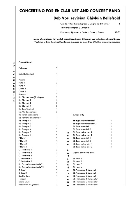 Concertino for Eb Clarinet and Concert Band - klik hier