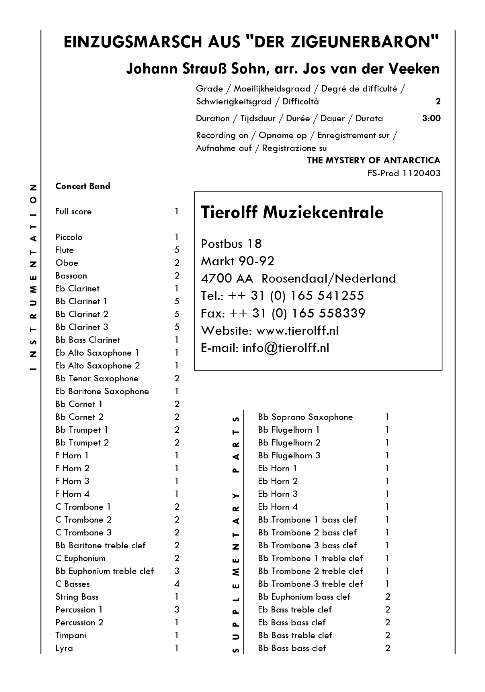 Einzugsmarsch aus 'Der Zigeunerbaron' - klik hier