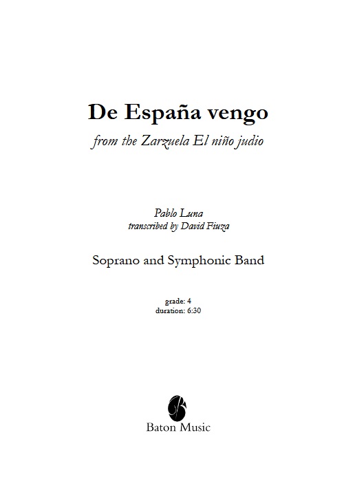 De Espaa vengo (from the Zarzuela El nio judio) - klik hier