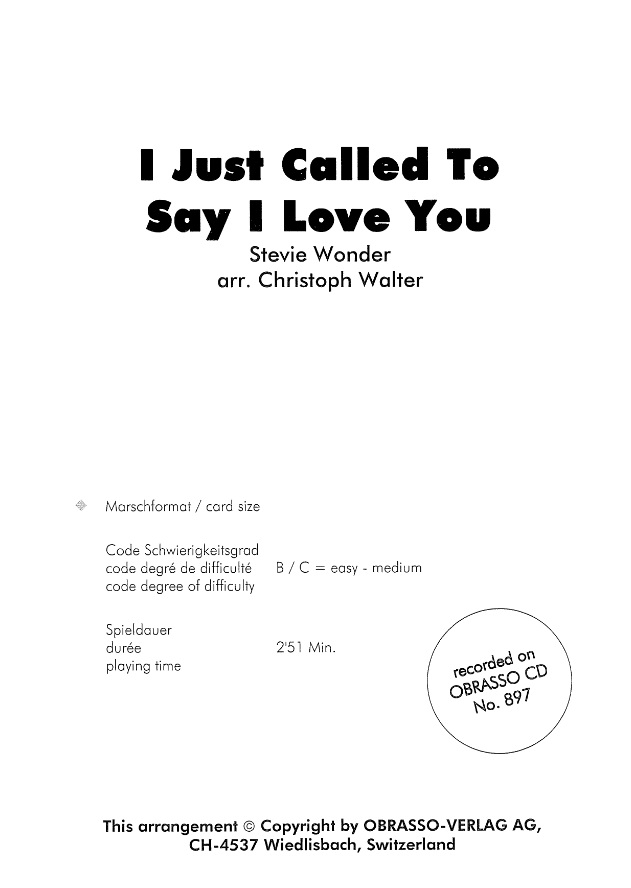 I Just Called to Say I Love You - klik hier