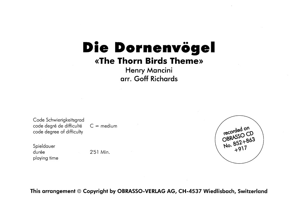 Thorn Birds Theme, The (Die Dornenvgel) - klik hier