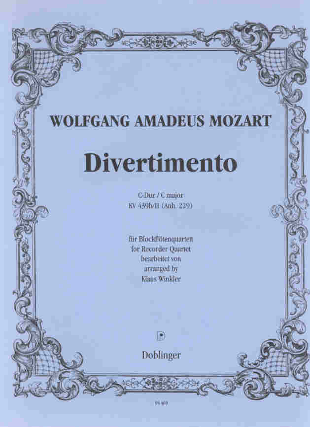 Divertimento C-Dur KV 439b #II (Anh. 229) f. Blockfltenquartett - klik hier