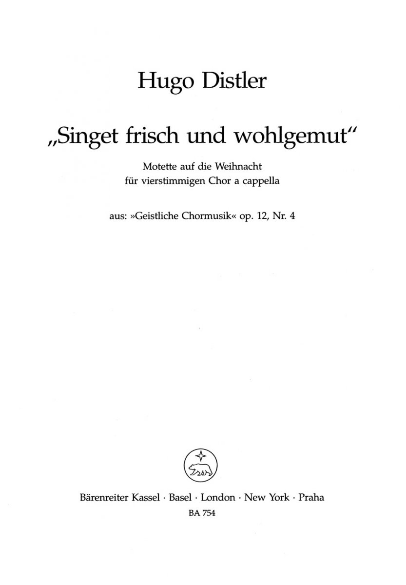 Singet frisch und wohlgemut (Motette auf die Weihnacht) - klik hier Singet frisch und wohlgemut (Motette auf die Weihnacht) - klik hier