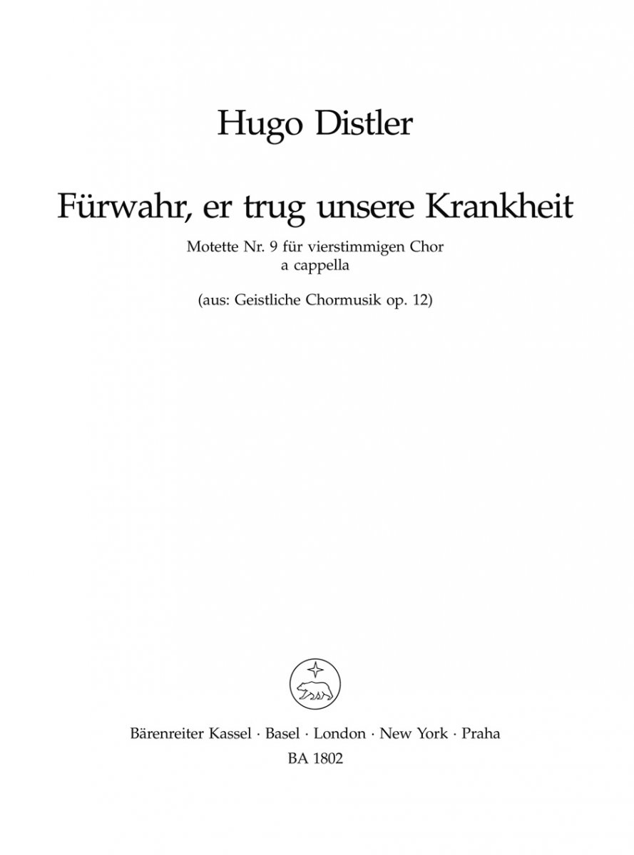 Fürwahr, er trug unsere Krankheit (Passionsmotette) - klik hier Fürwahr, er trug unsere Krankheit (Passionsmotette) - klik hier